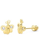 gorgeous small polished bee baby screw back earrings